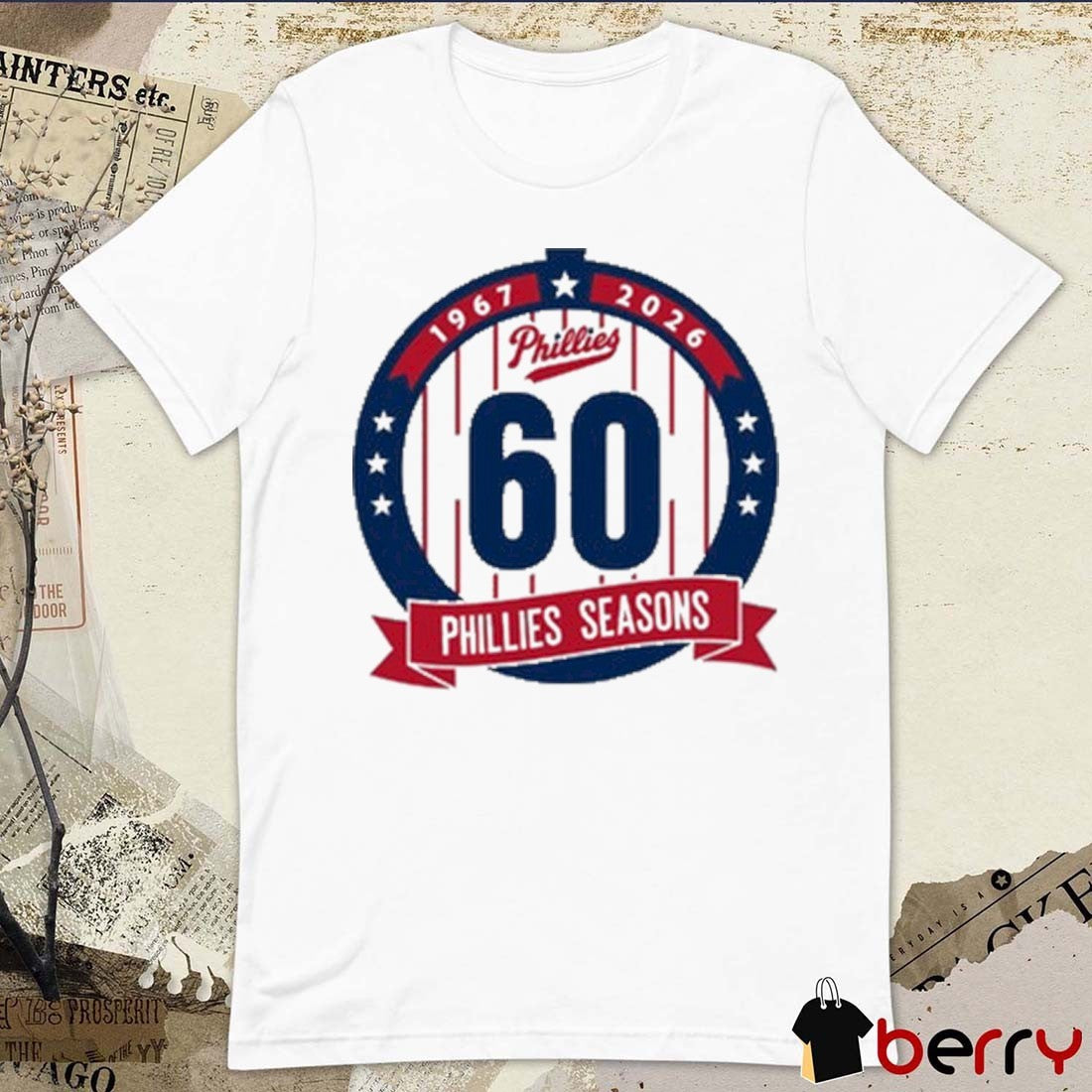 Philadelphia Phillies MLB 60th Anniversary 1967 – 2026 Phillies Season Logo t-shirt
