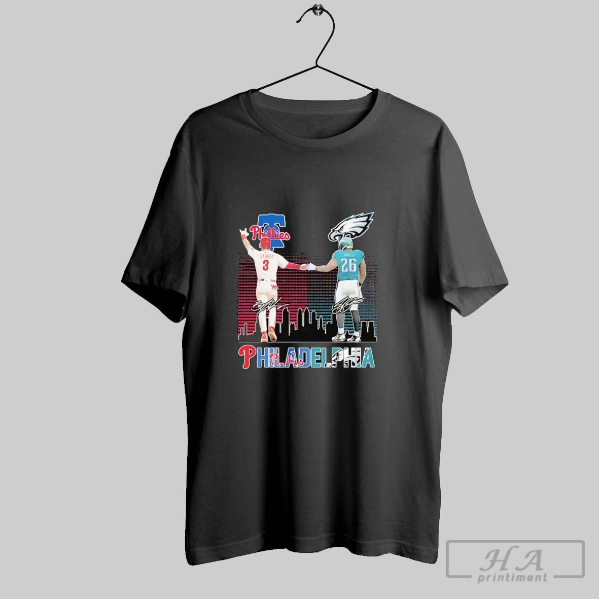Official Philadelphia Sports Players Bryce Harper And Saquon Barkley Skyline
