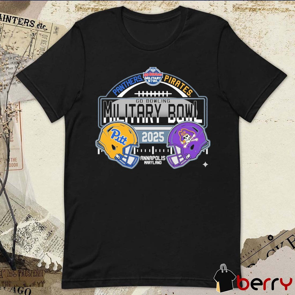 Pitt Panthers Vs ECU Pirates Go Bowling Military Bowl 2025 Annapolis Maryland Helmets t-shirt