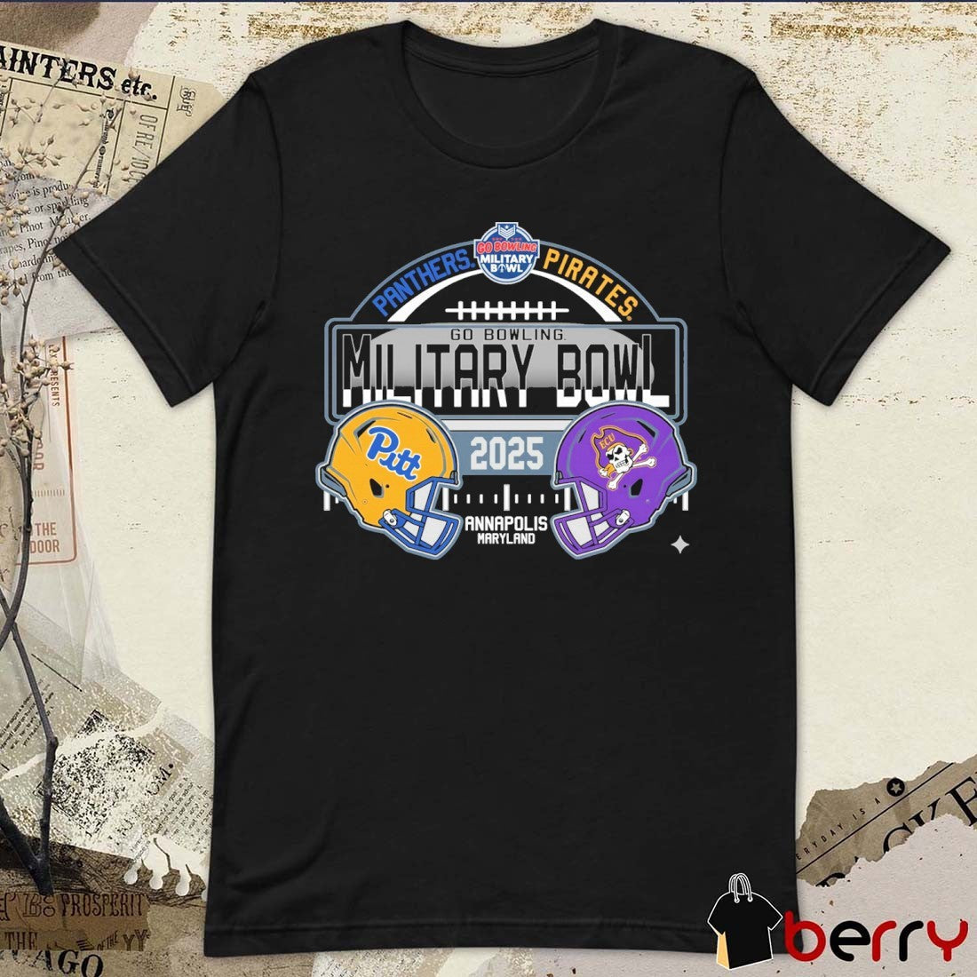 Pitt Panthers Vs ECU Pirates Go Bowling Military Bowl 2025 Annapolis Maryland Helmets t-shirt