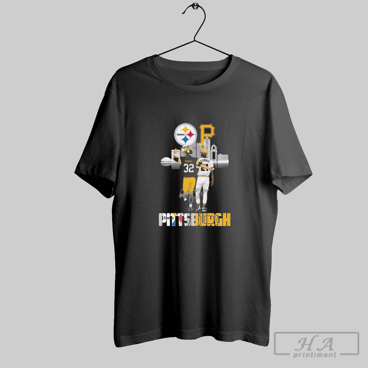 Official Pittsburgh City Sports Harris And Clemente Skyline Signatures