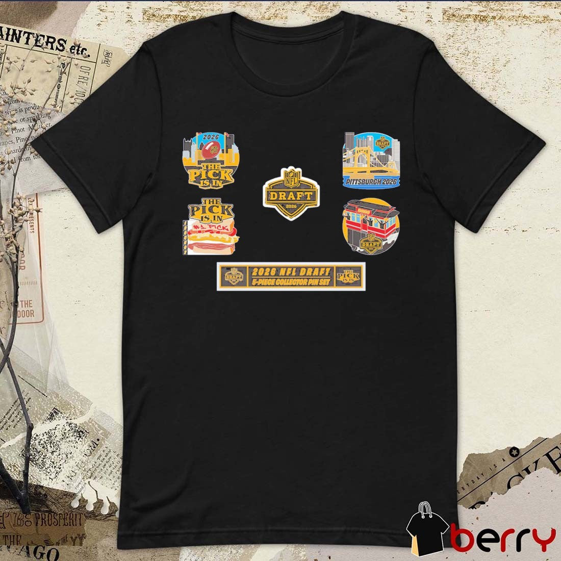 Pittsburgh Steelers Souvenir 2026 NFL Draft Set 5-Piece Collector Pin Set t-shirt