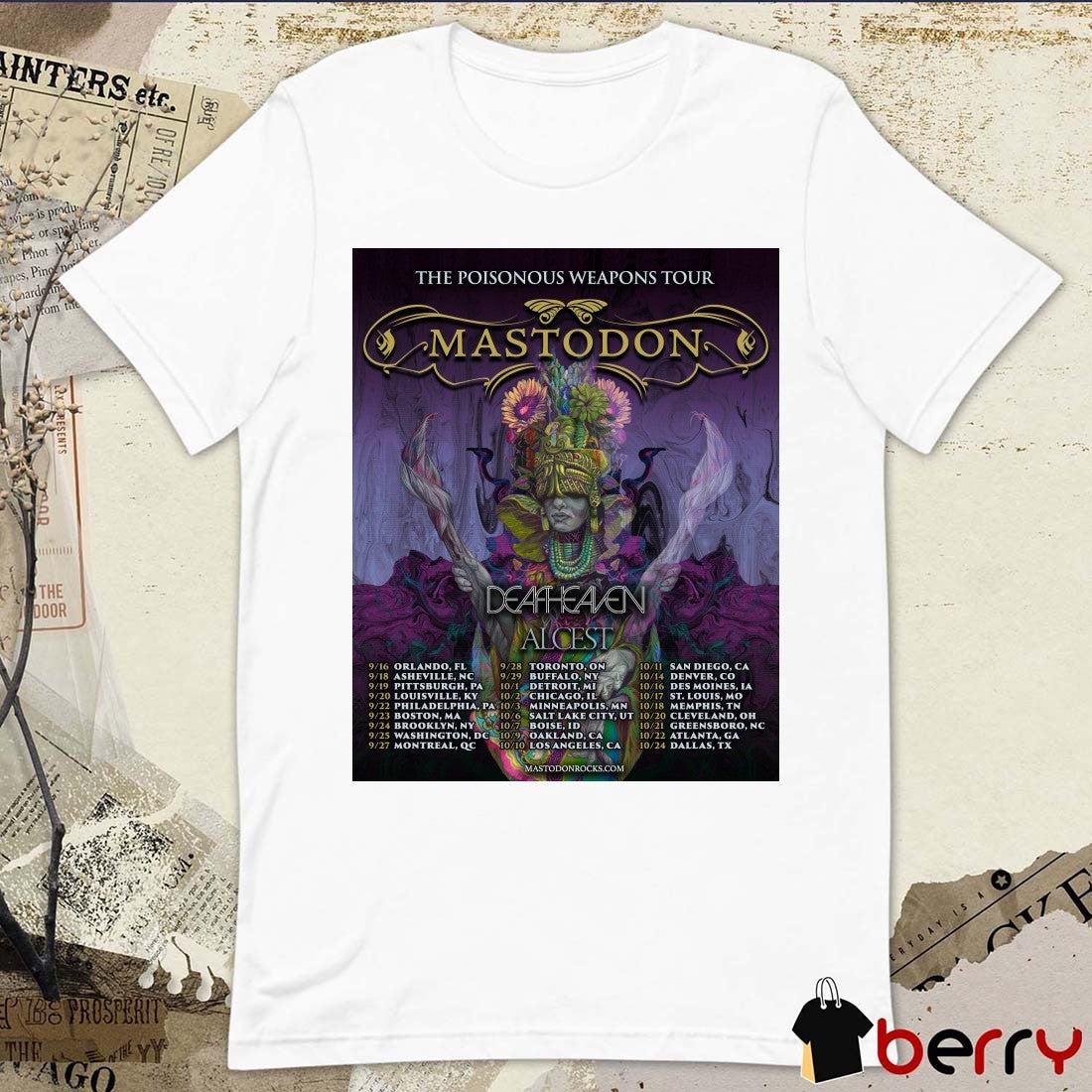 Poisonous Weapons Tour Mastodon Deafheaven and Alcest September 16 – October 24 2026 Poster t-shirt