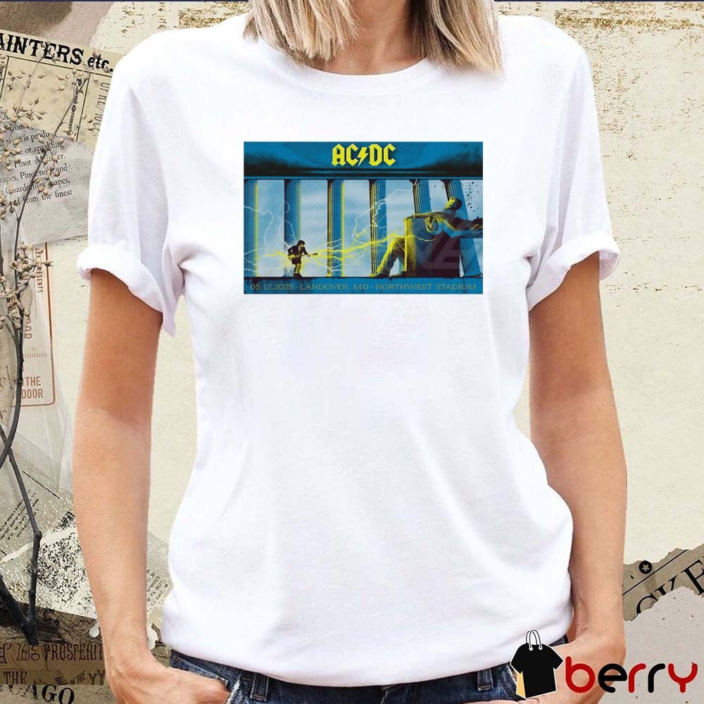 Poster AC DC May 12 2025 Northwest Stadium Landover MD Concert t-shirt
