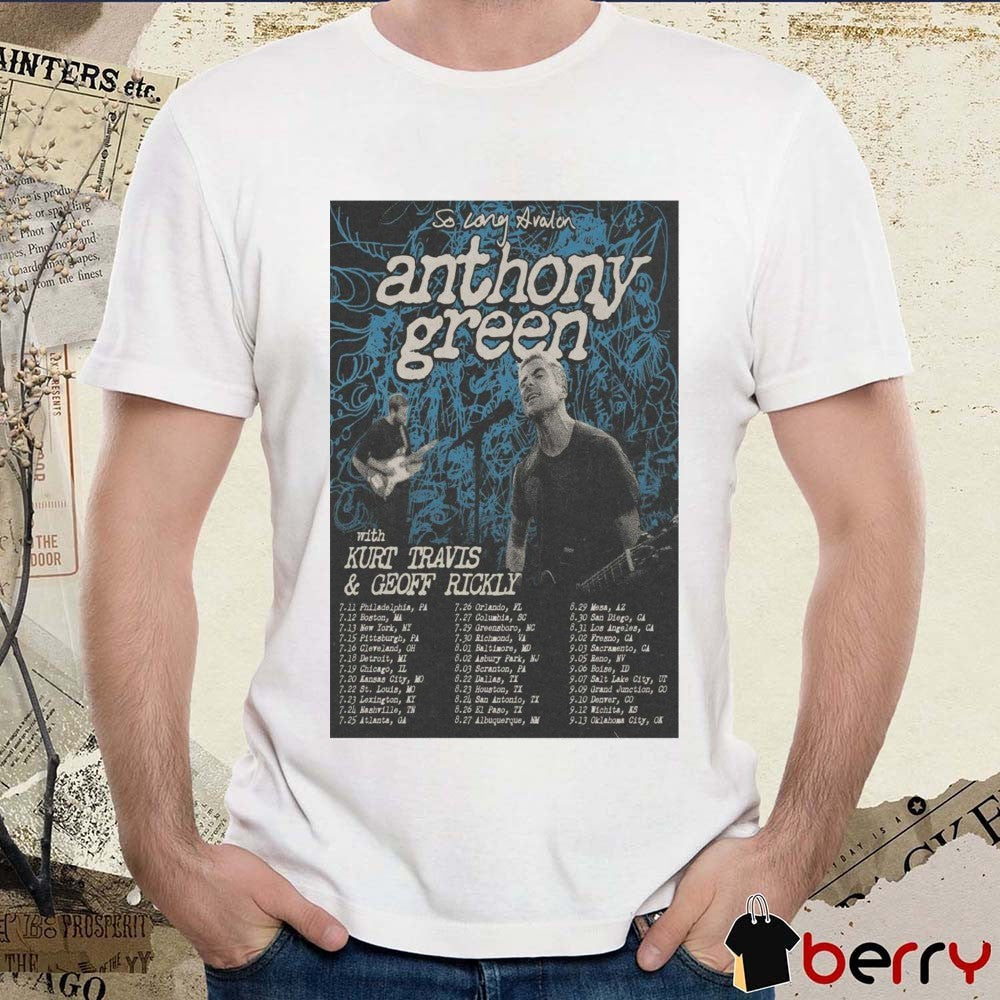 Poster Anthony Green So long Avalon Tour 2025 With Kurt Travis And Geoff Rickly t-shirt