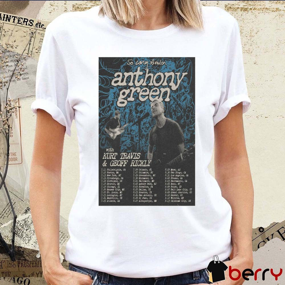 Poster Anthony Green So long Avalon Tour 2025 With Kurt Travis And Geoff Rickly t-shirt