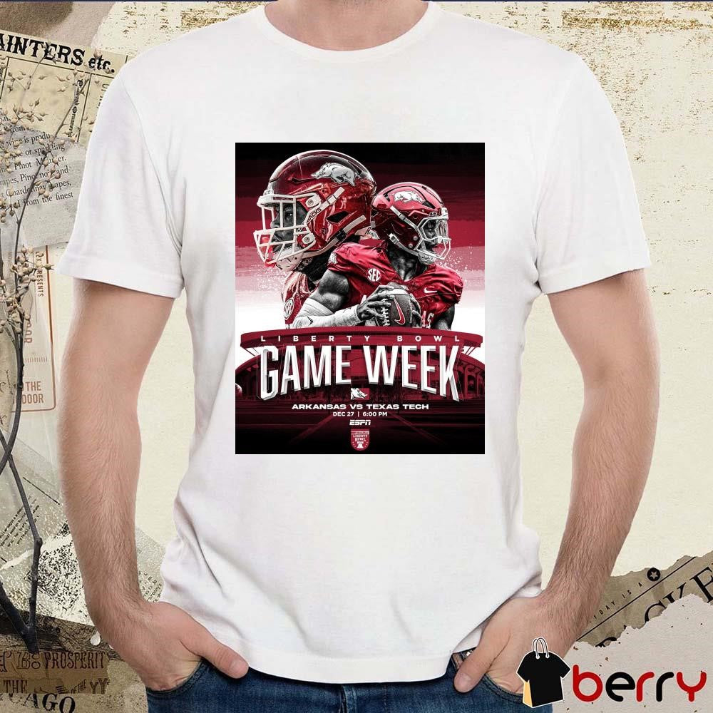 Poster Arkansas Razorbacks Vs Texas Tech Red Raiders Liberty Bowl Game Week Dec 27 2024 t-shirt