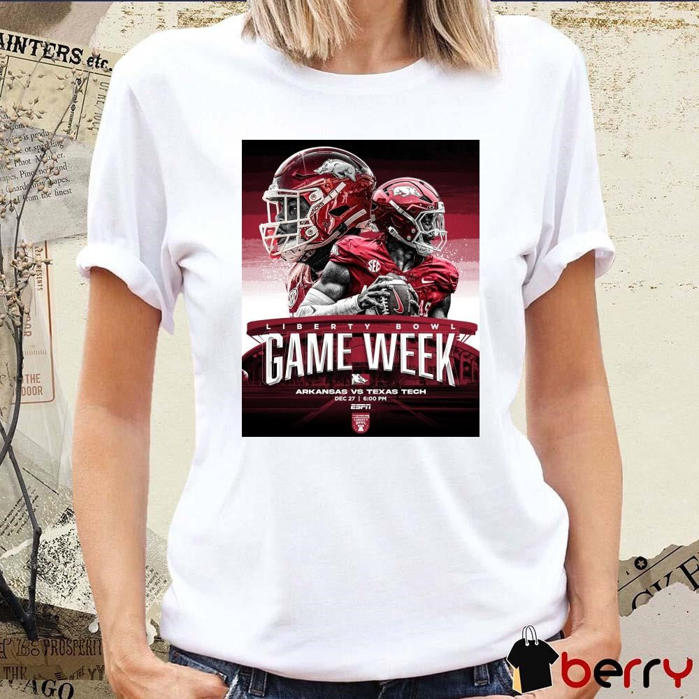 Poster Arkansas Razorbacks Vs Texas Tech Red Raiders Liberty Bowl Game Week Dec 27 2024 t-shirt