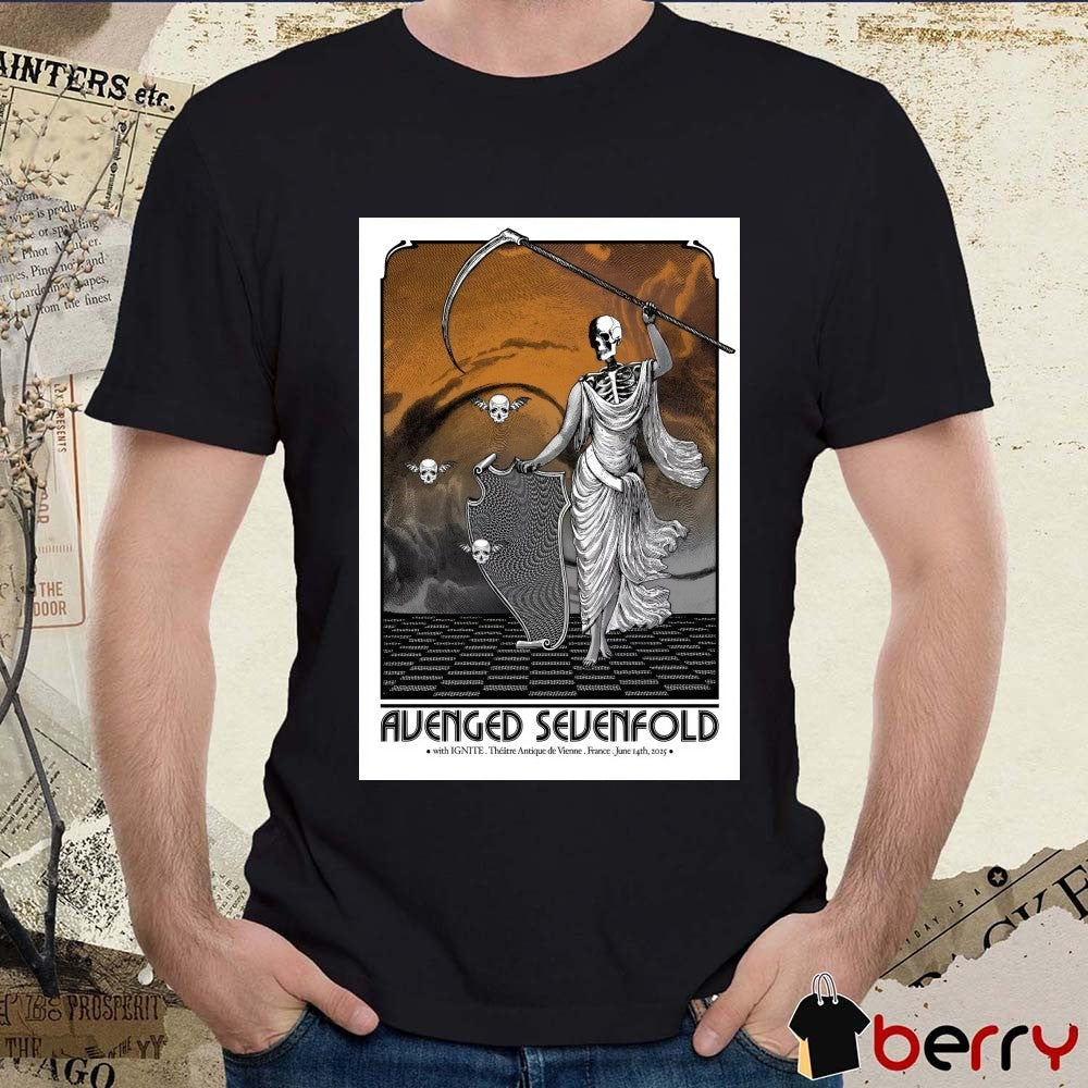 Poster Avenged Sevenfold June 14 2025 Theatre Antique De Vienne France t-shirt