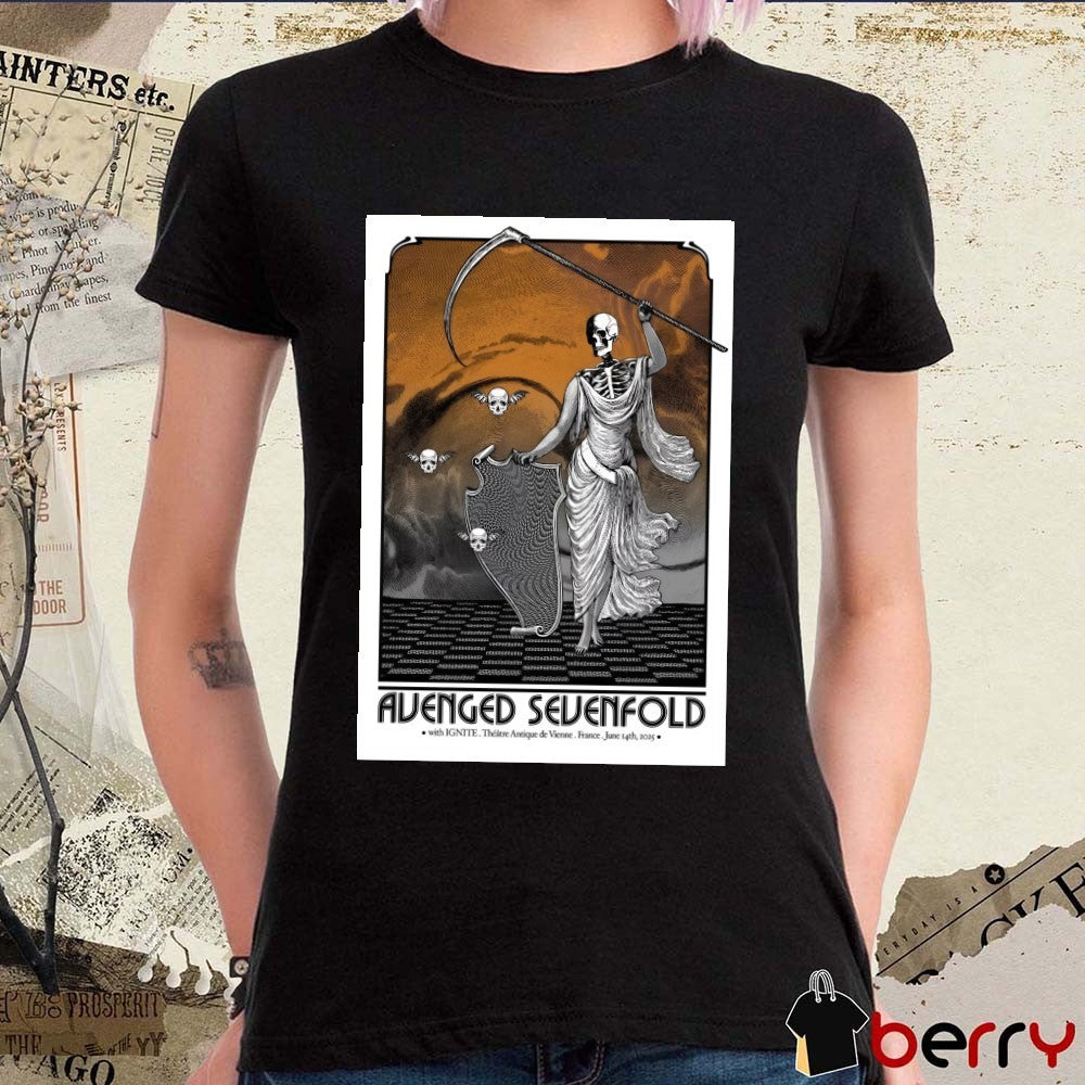 Poster Avenged Sevenfold June 14 2025 Theatre Antique De Vienne France t-shirt