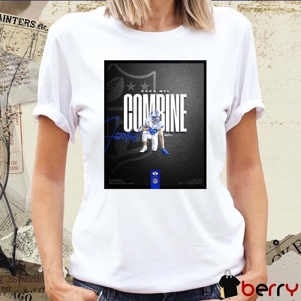 Poster BYU Cougars Tyler Batty 2025 NFL Combine Big 12 Conference Brigham Young University Football Signature t-shirt