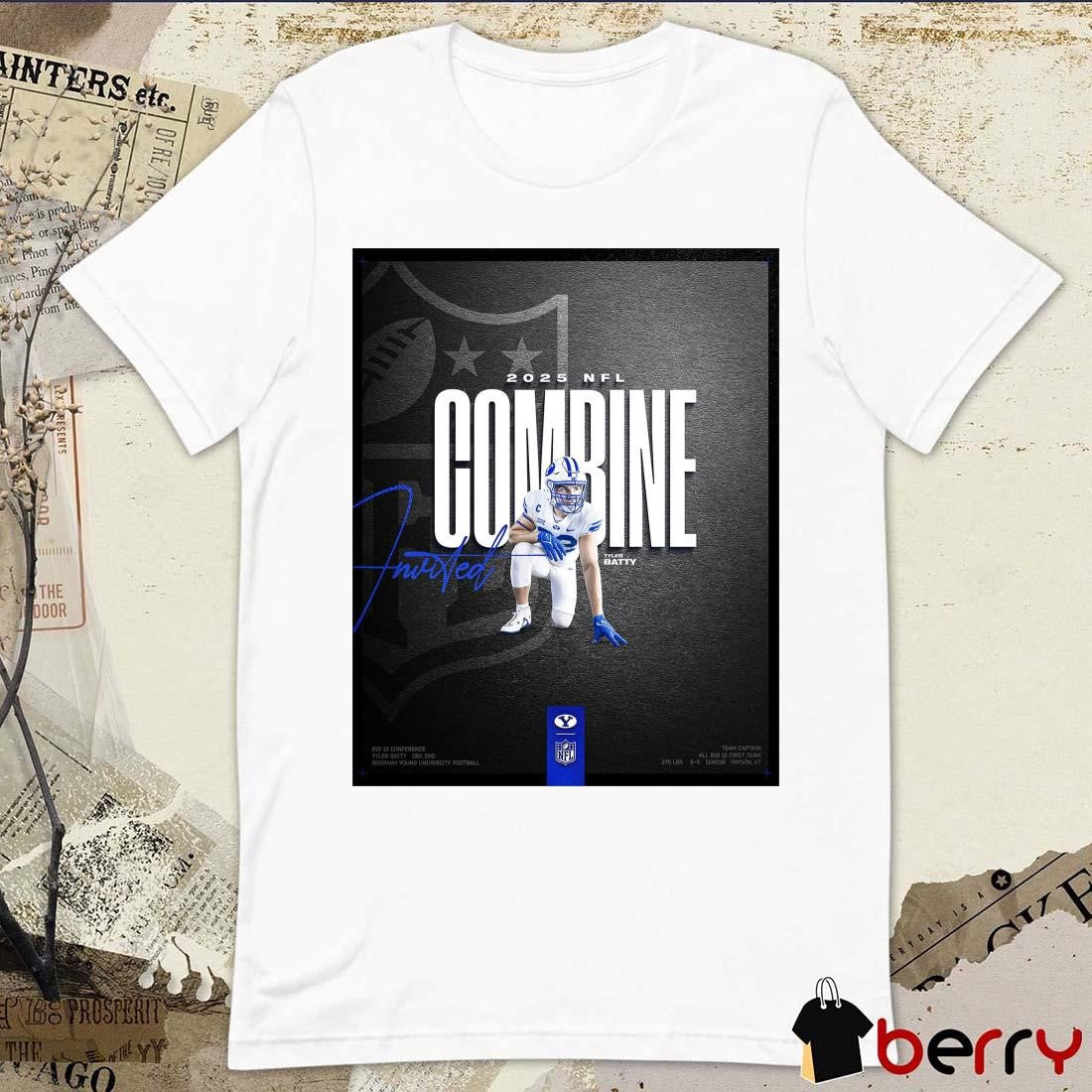 Poster BYU Cougars Tyler Batty 2025 NFL Combine Big 12 Conference Brigham Young University Football Signature t-shirt