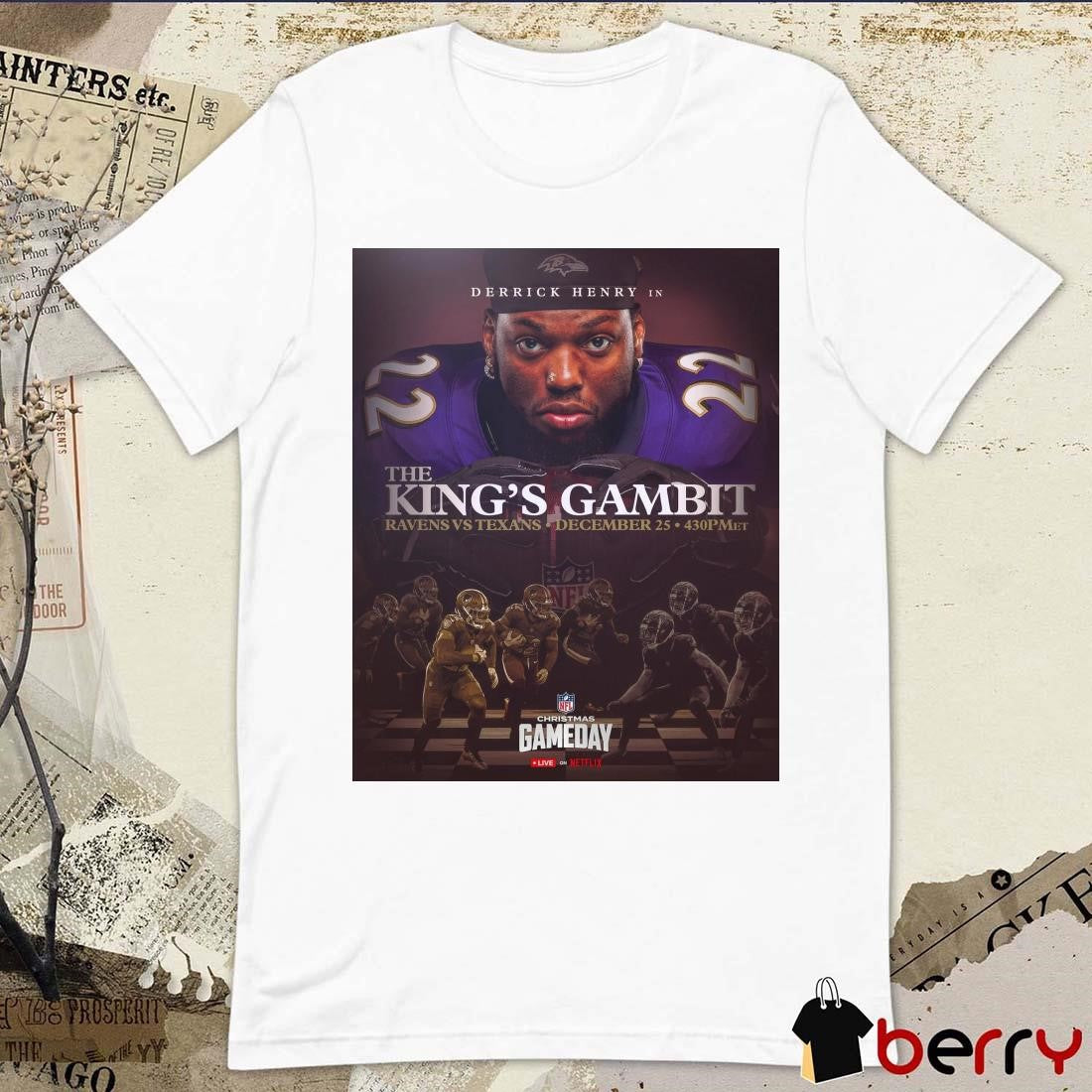Poster Baltimore Ravens Vs Houston Texans The King’s Gambit December 25 NFL Christmas Gameday t-shirt