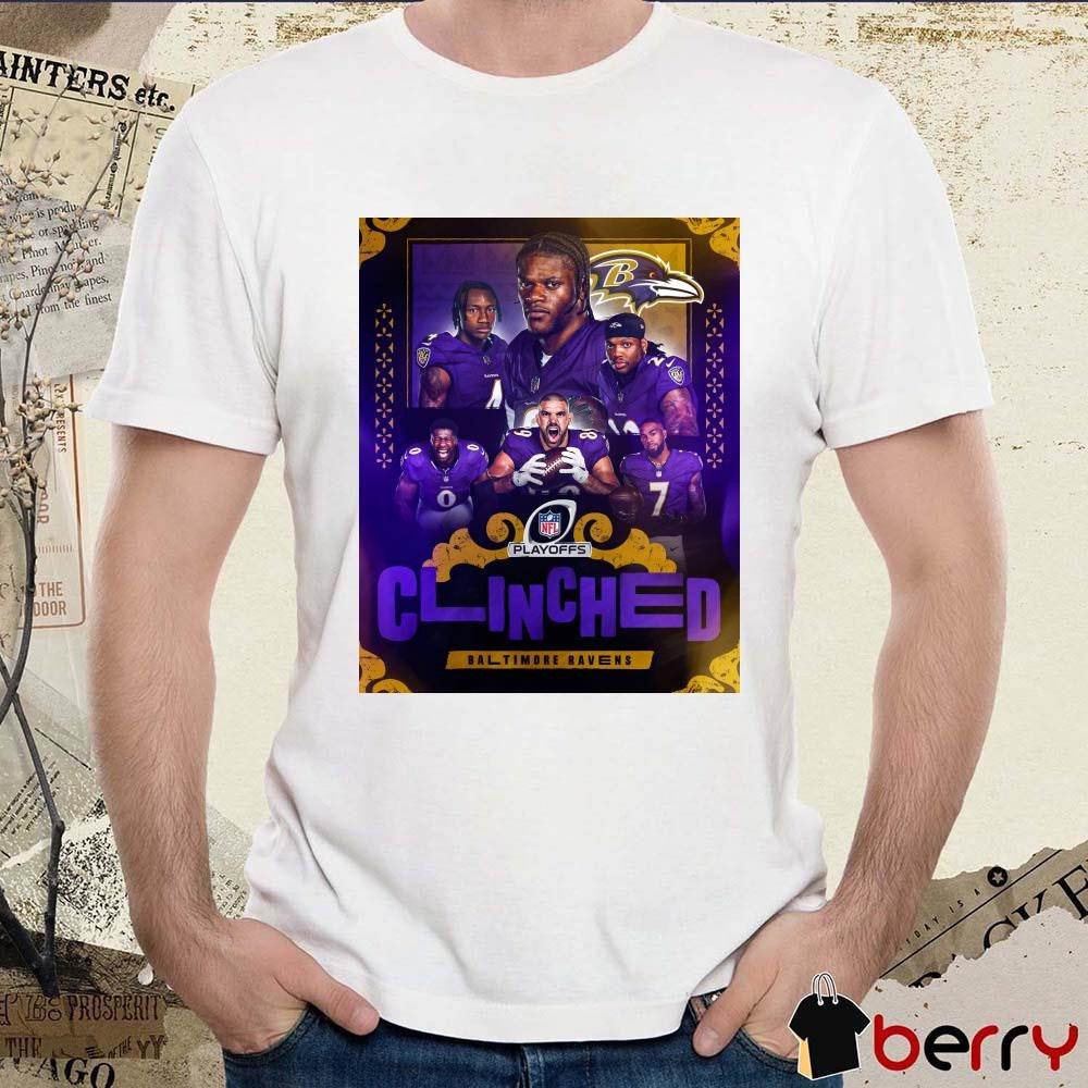 Poster Baltimore Ravens vs Pittsburgh Steelers NFL Playoffs 2024 Clinched Postseason t-shirt
