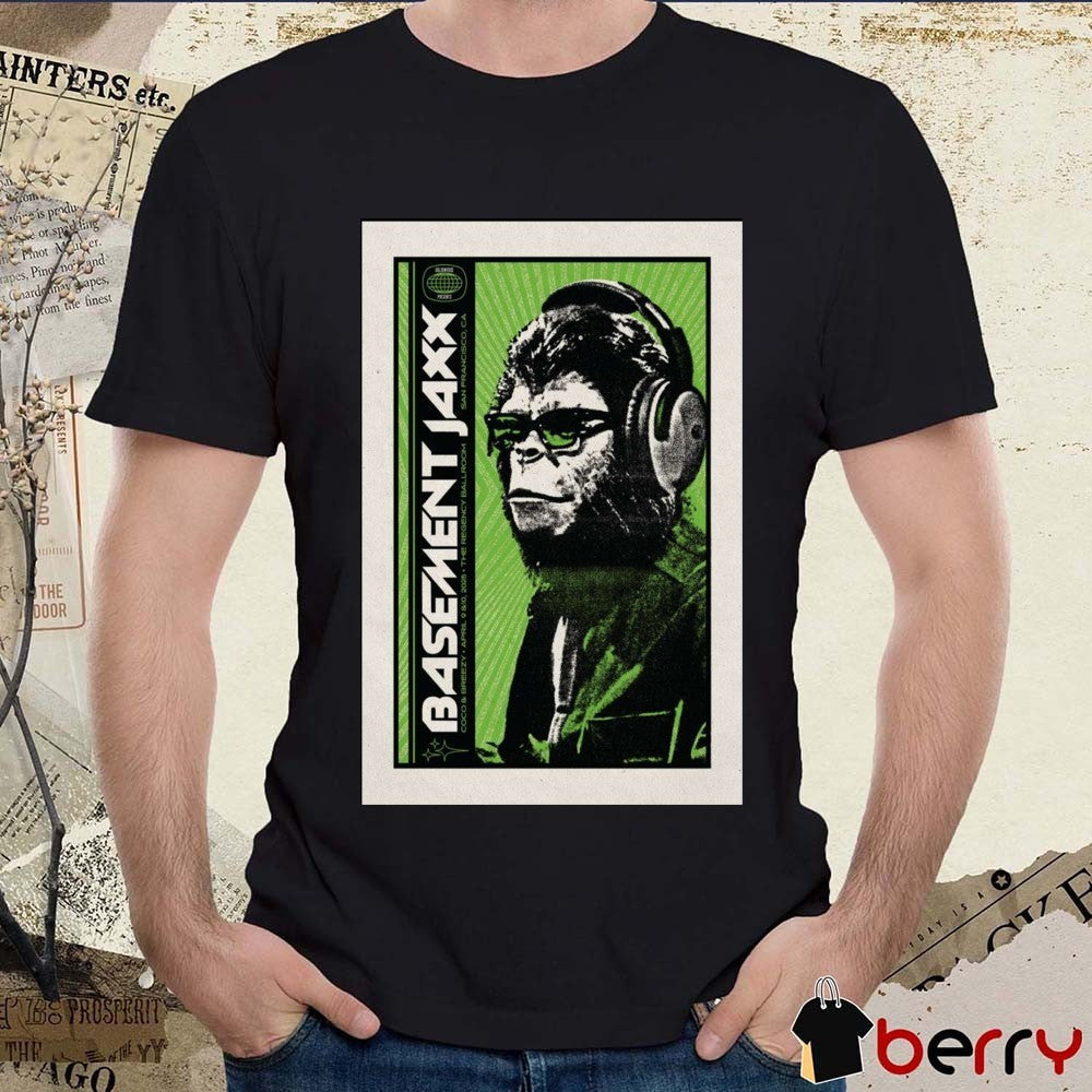 Poster Basement Jaxx April 9-10 2025 Coco and Breezy Regency Ballroom San Francisco CA Concert t-shirt