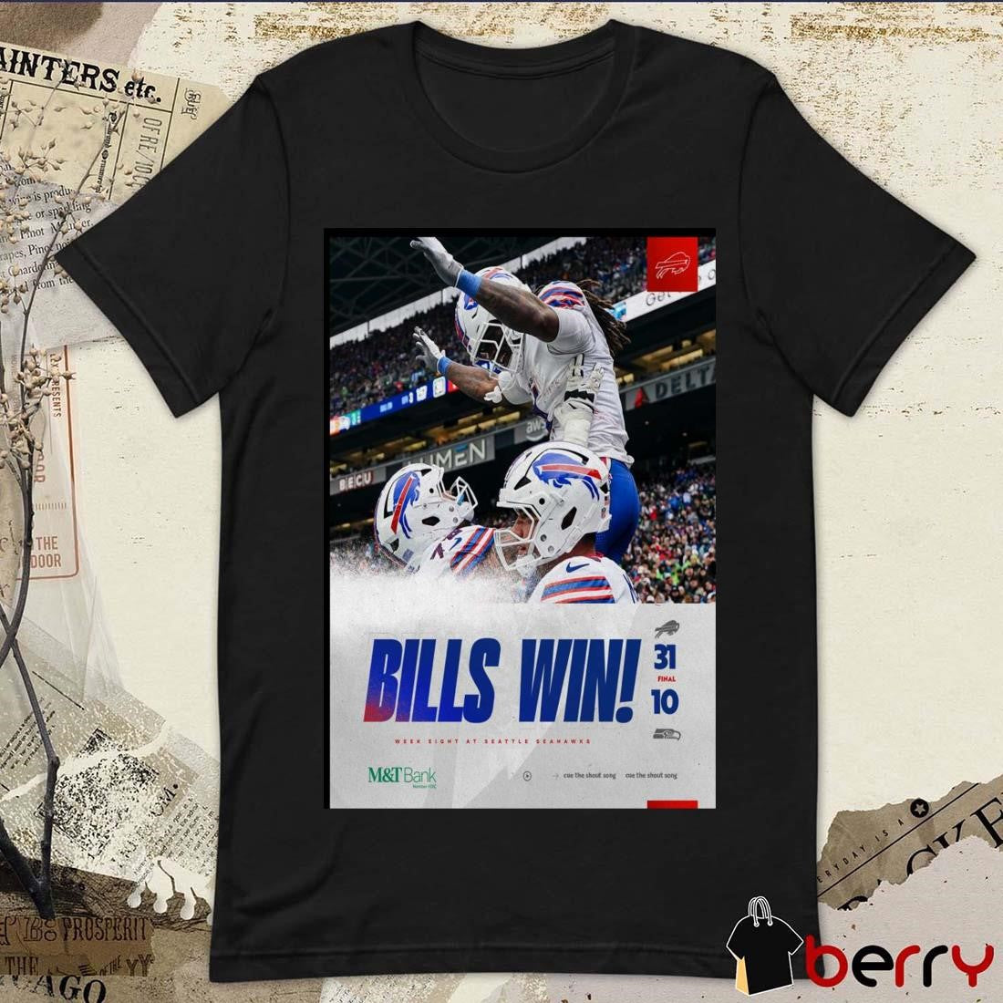 Poster Bills Win Week Eight At Seattle Seahawks 2024 t-shirt