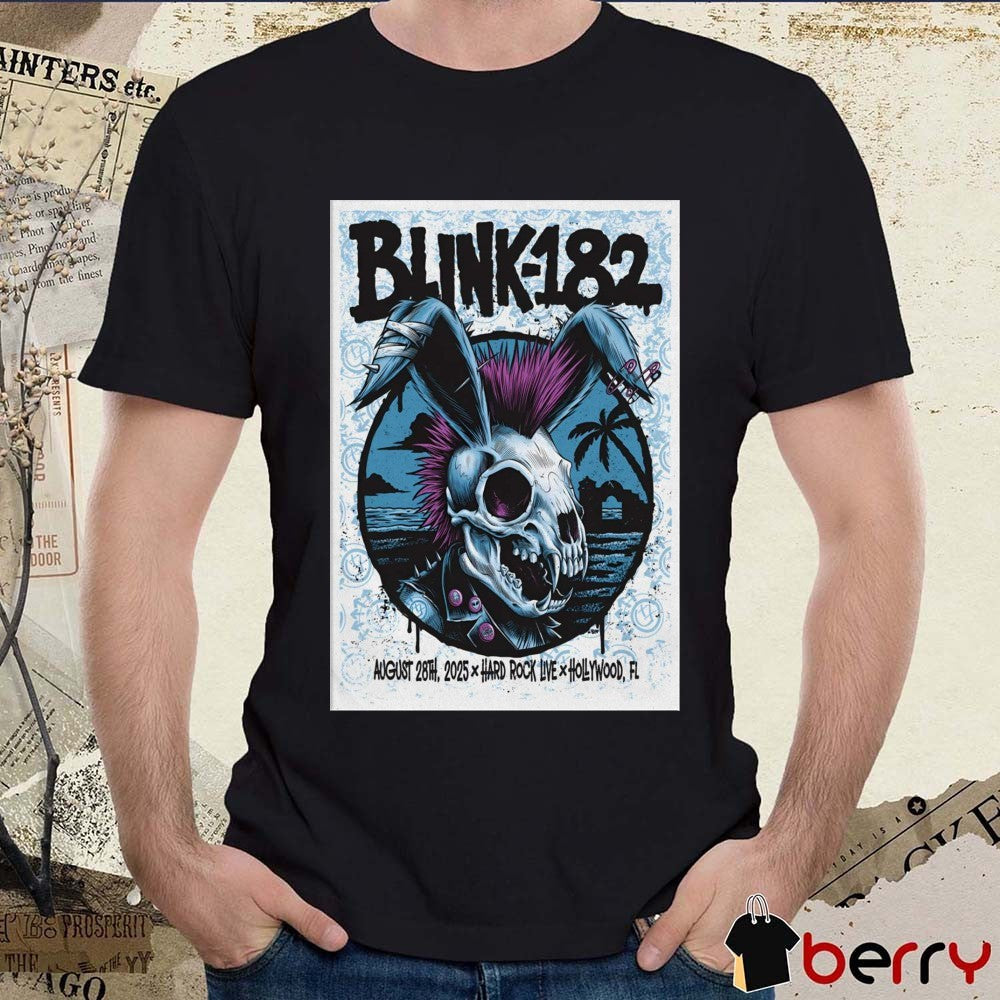 Poster Blink 182 August 28 2025 Hard Rock Live In Hollywood FL t-shirt