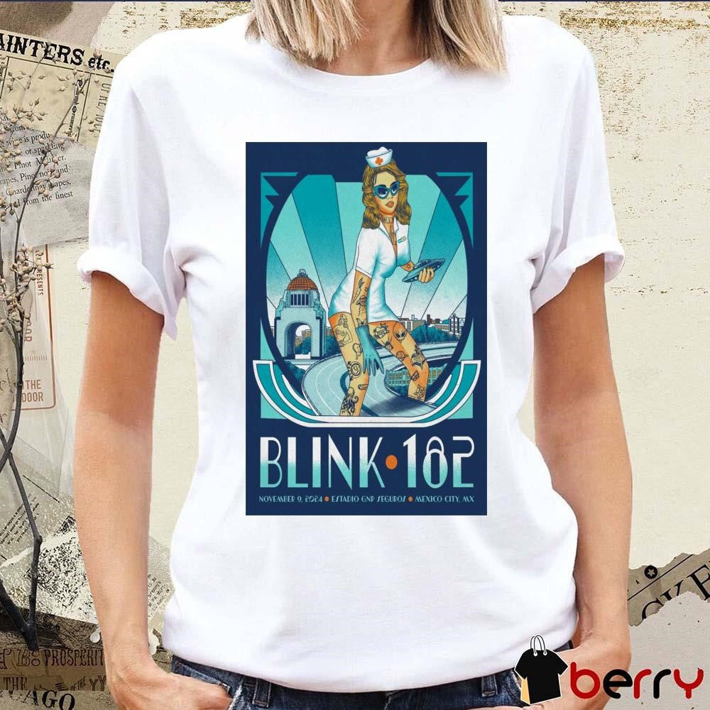 Poster Blink 182 Nov 9 2024 Estadio GNP Seguros in Mexico City t-shirt