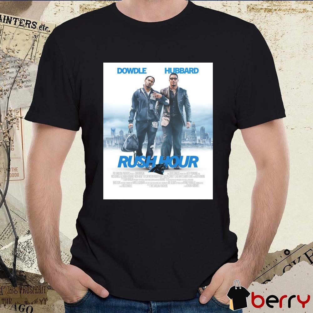 Poster Carolina Panthers Rico Dowdle And Chuba Shamar Hubbard Rush Hour The Carolina Panthers Present A Dan Morgan t-shirt
