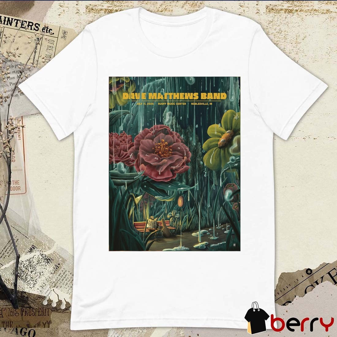 Poster Dave Matthews Band July 11 2025 Ruoff Music Center in Noblesville IN Tour t-shirt