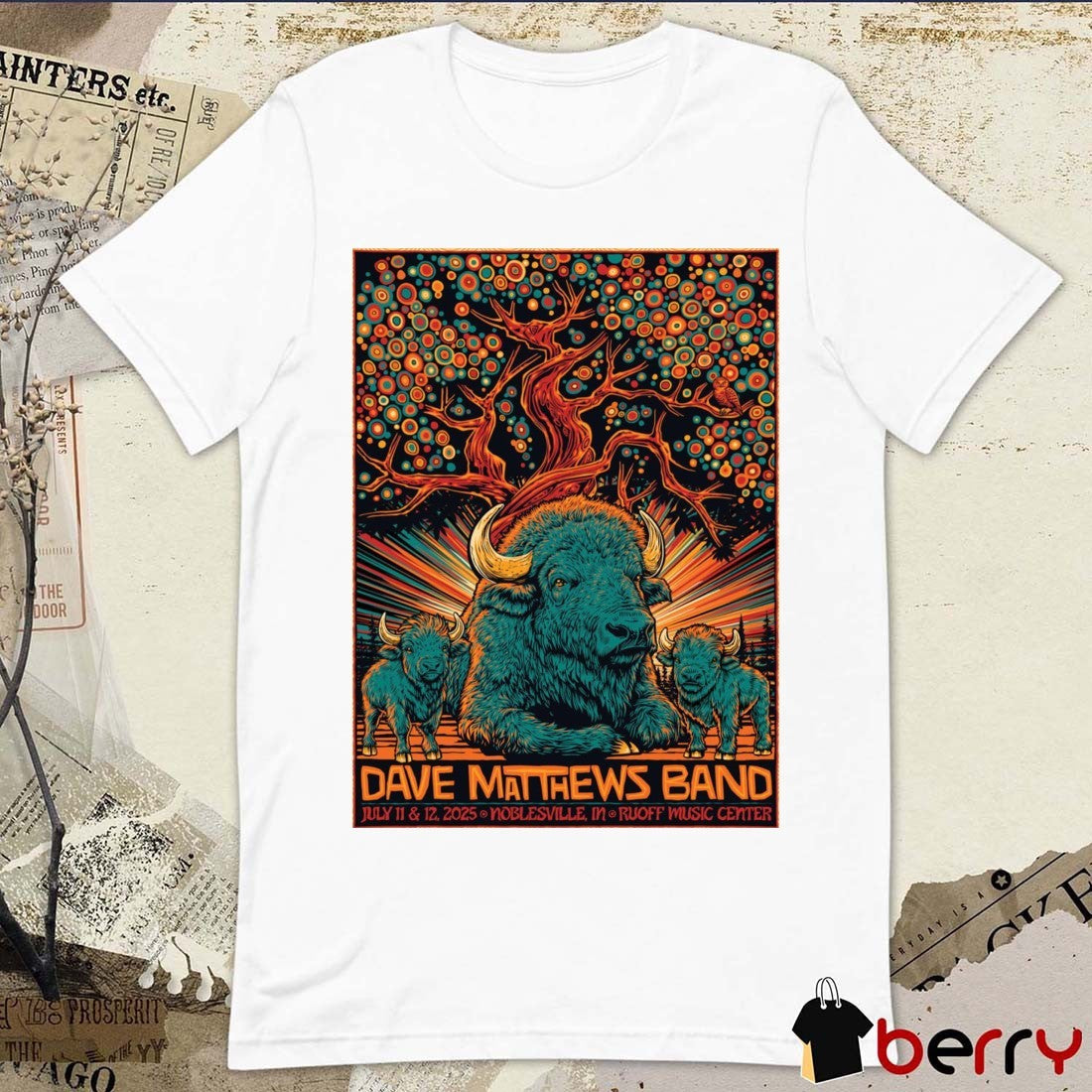 Poster Dave Matthews Band Ruoff Music Center Noblesville, IN Tour July 11-12 2025 t-shirt