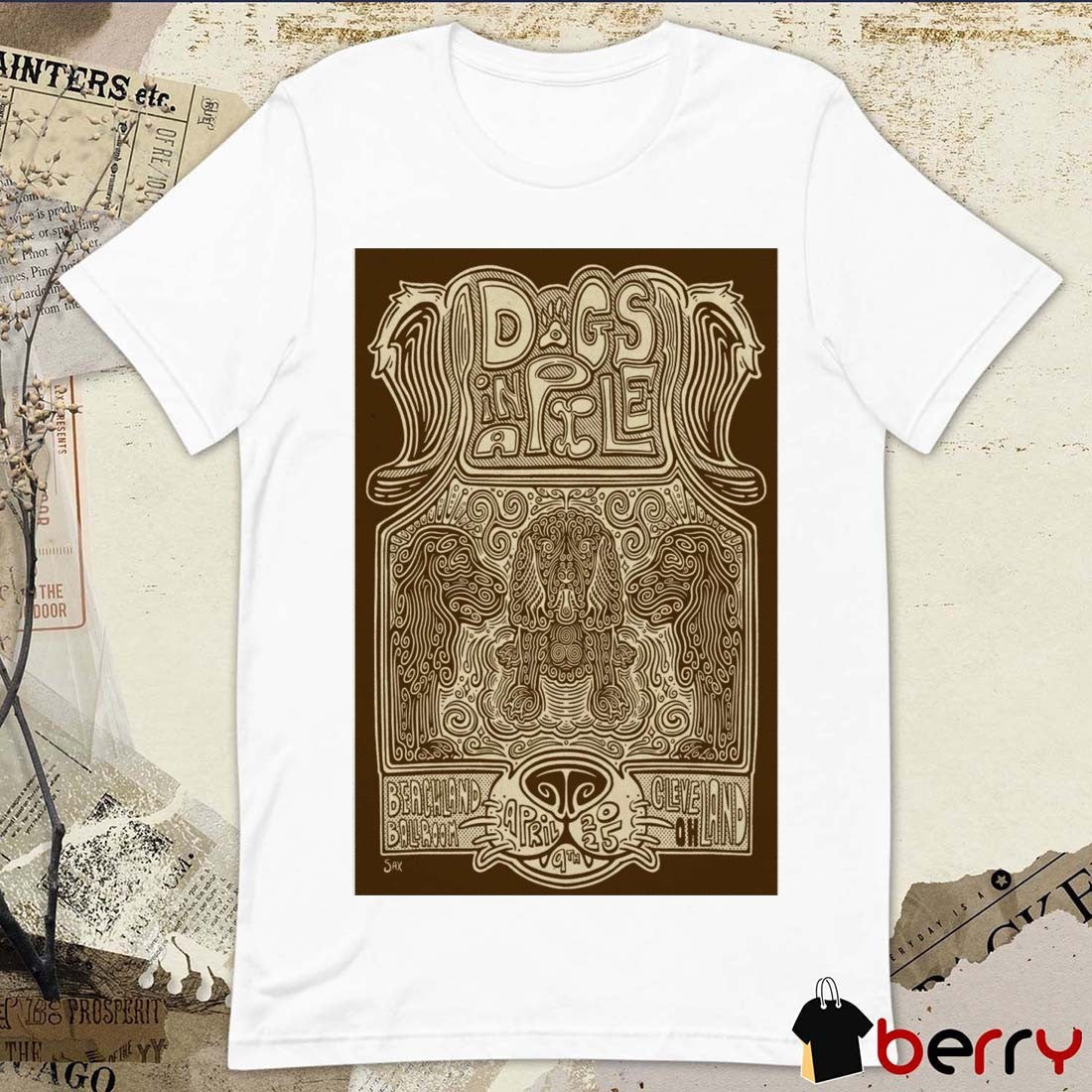Poster Dogs In A Pile Show April 9 2025 Beachland Ballroom Cleveland OH t-shirt