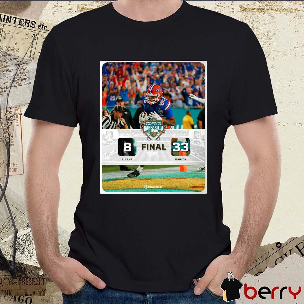 Poster Final Tulane Green Wave Vs Florida Gators 8 – 33 Union Home Mortgage Gasparilla Bowl t-shirt