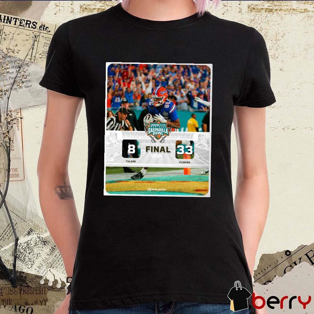 Poster Final Tulane Green Wave Vs Florida Gators 8 – 33 Union Home Mortgage Gasparilla Bowl t-shirt