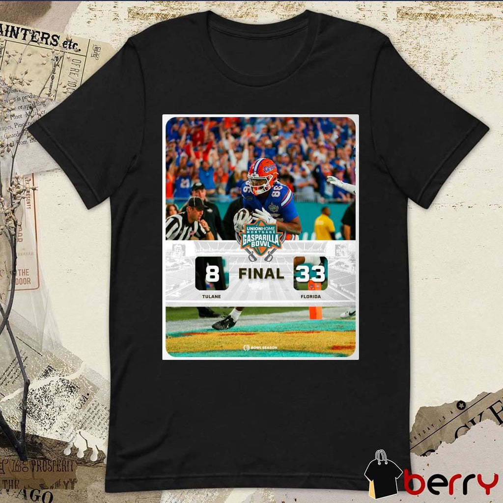 Poster Final Tulane Green Wave Vs Florida Gators 8 – 33 Union Home Mortgage Gasparilla Bowl t-shirt