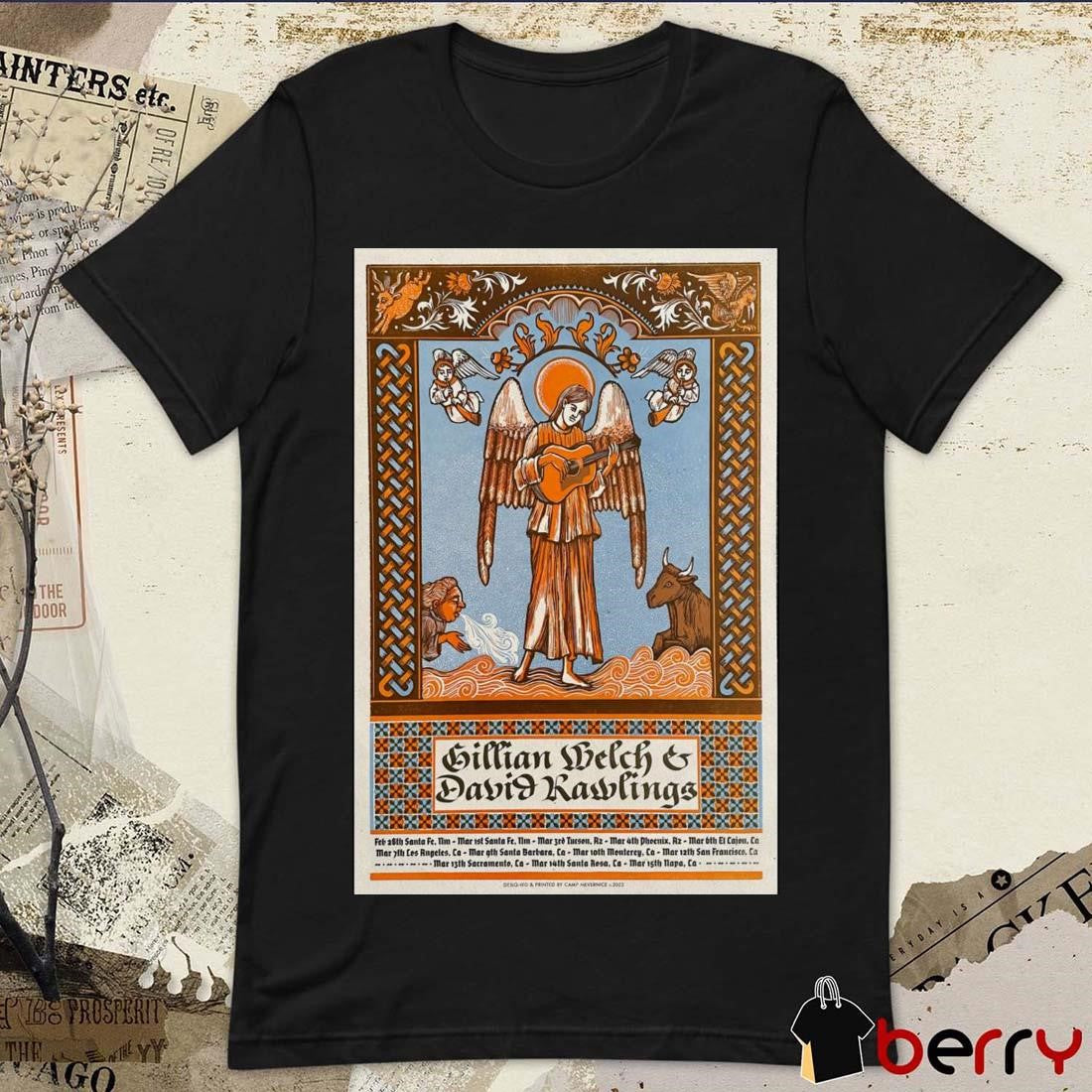 Poster Gillian Welch and David Rawlings West Coast Woodland Tour 2025 February 28th Santa Fe t-shirt