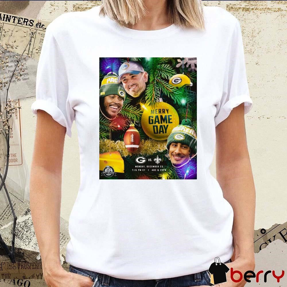 Poster Green Bay Packers Vs New Orleans Saints Monday December 23 Merry Gameday t-shirt