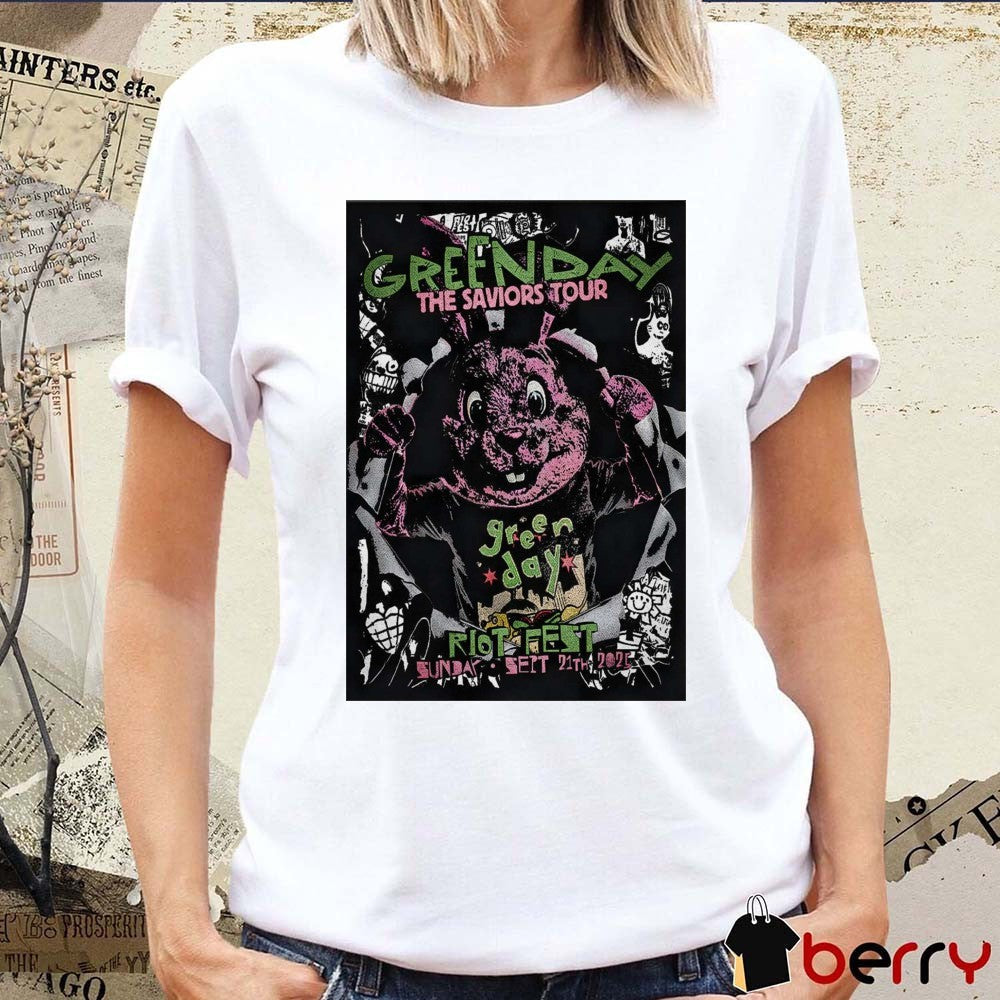 Poster Green Day The Saviores Tour Riot Fest In Chicago IL September 21 2025 t-shirt