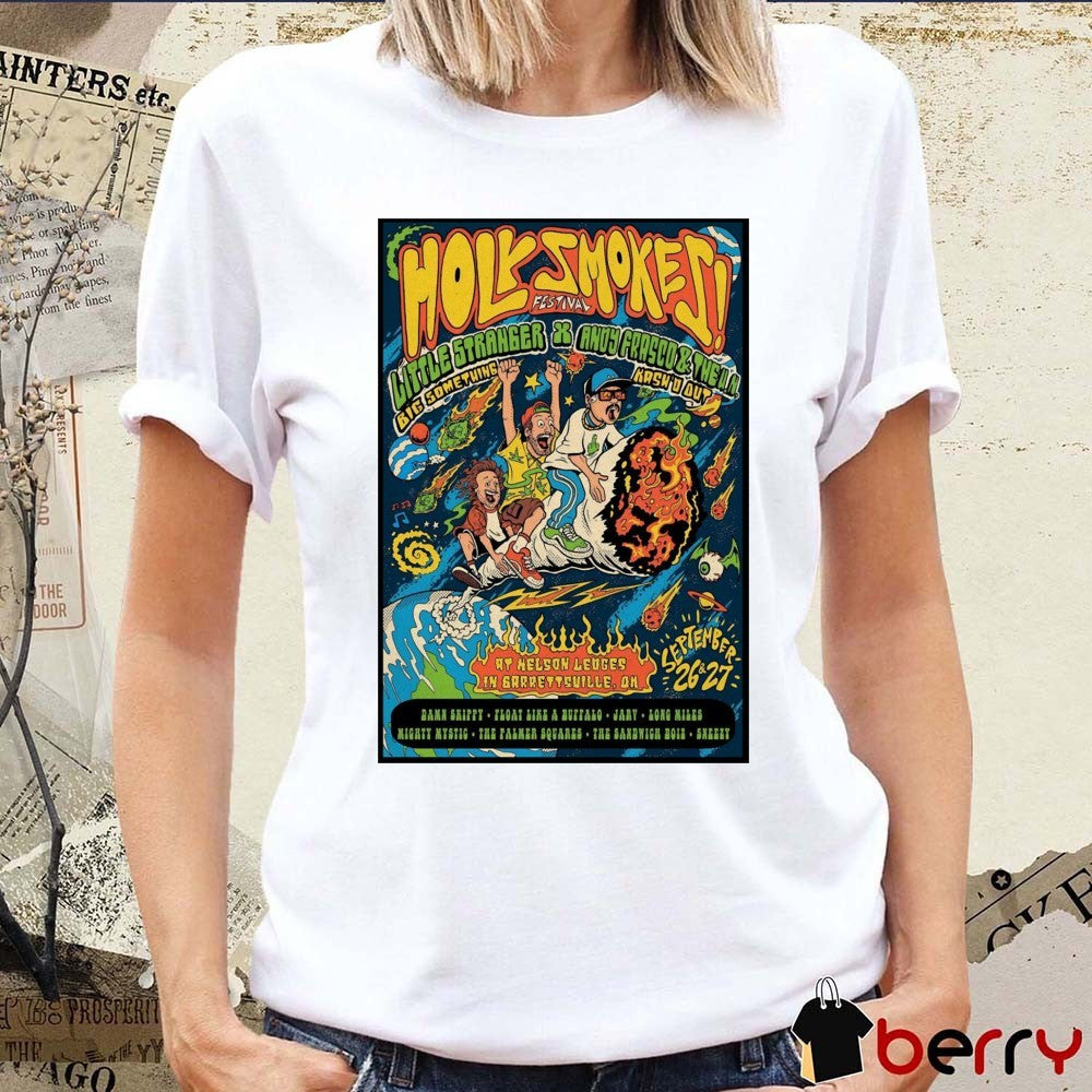 Poster Holy Smokes Festival Nelson Ledges Quarry Park In Garrettsville OH September 26-27 2025 t-shirt