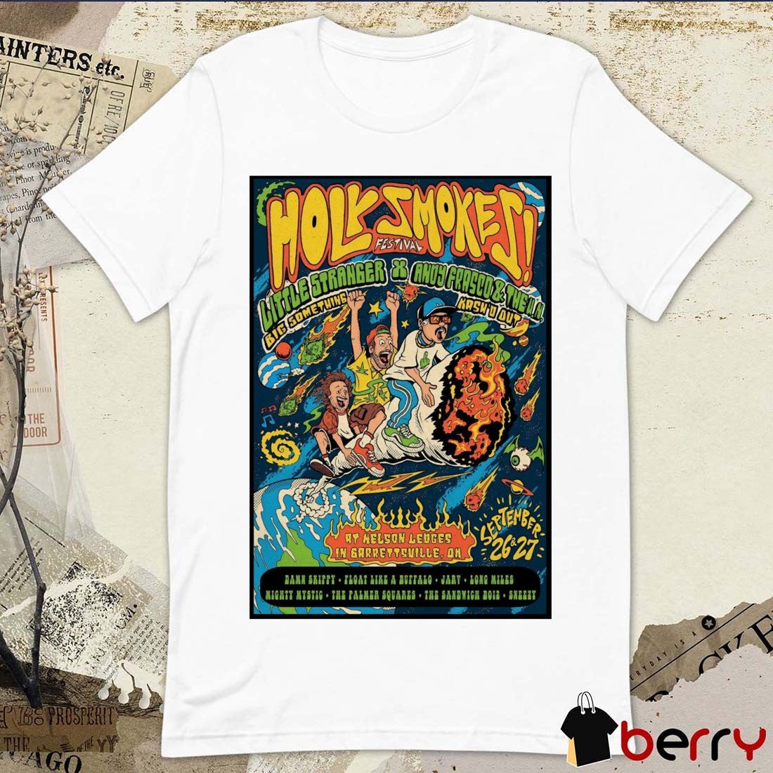 Poster Holy Smokes Festival Nelson Ledges Quarry Park In Garrettsville OH September 26-27 2025 t-shirt