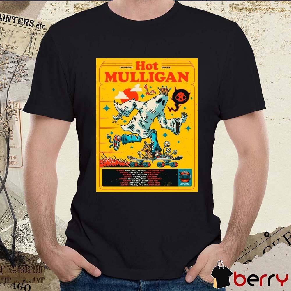 Poster Hot Mulligan Latin American Tour 2025 March 19 Buenos Aires Argentina Club Cultural Bula t-shirt
