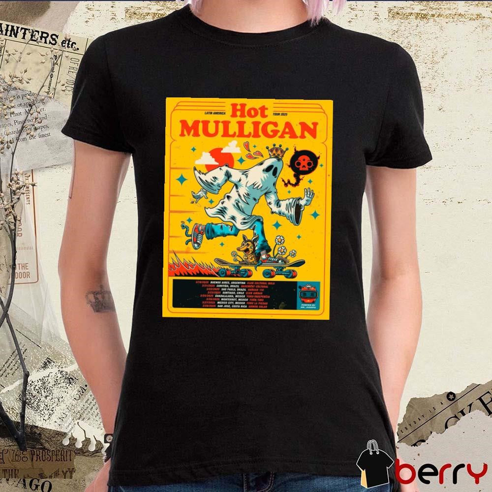 Poster Hot Mulligan Latin American Tour 2025 March 19 Buenos Aires Argentina Club Cultural Bula t-shirt