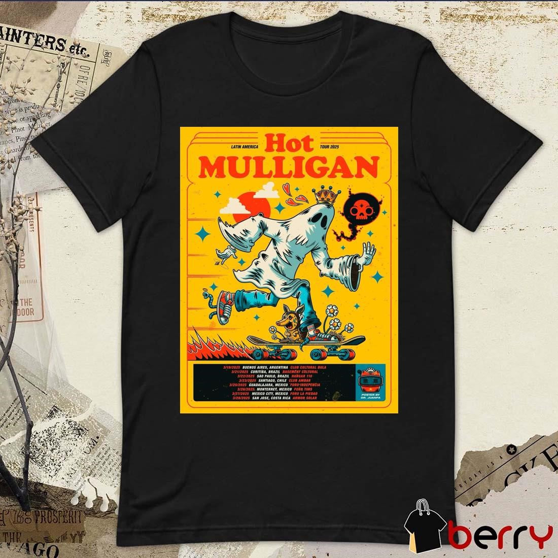 Poster Hot Mulligan Latin American Tour 2025 March 19 Buenos Aires Argentina Club Cultural Bula t-shirt
