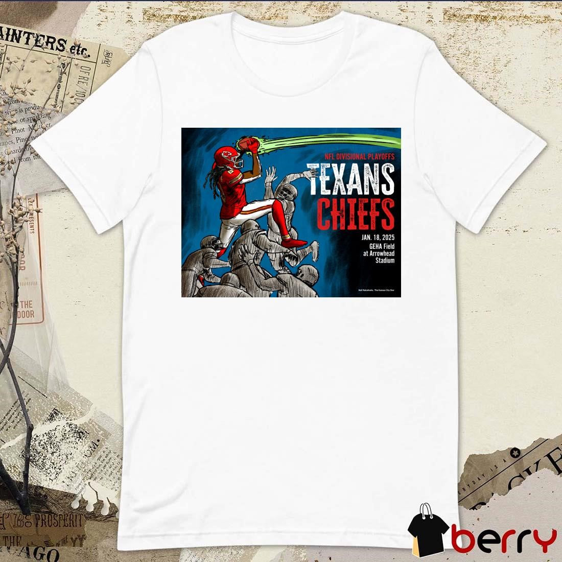 Poster Houston Texans vs Kansas City Chiefs NFL Divisional Playoffs Jan 18 2025 GEHA Field At Arrowhead Stadium t-shirt