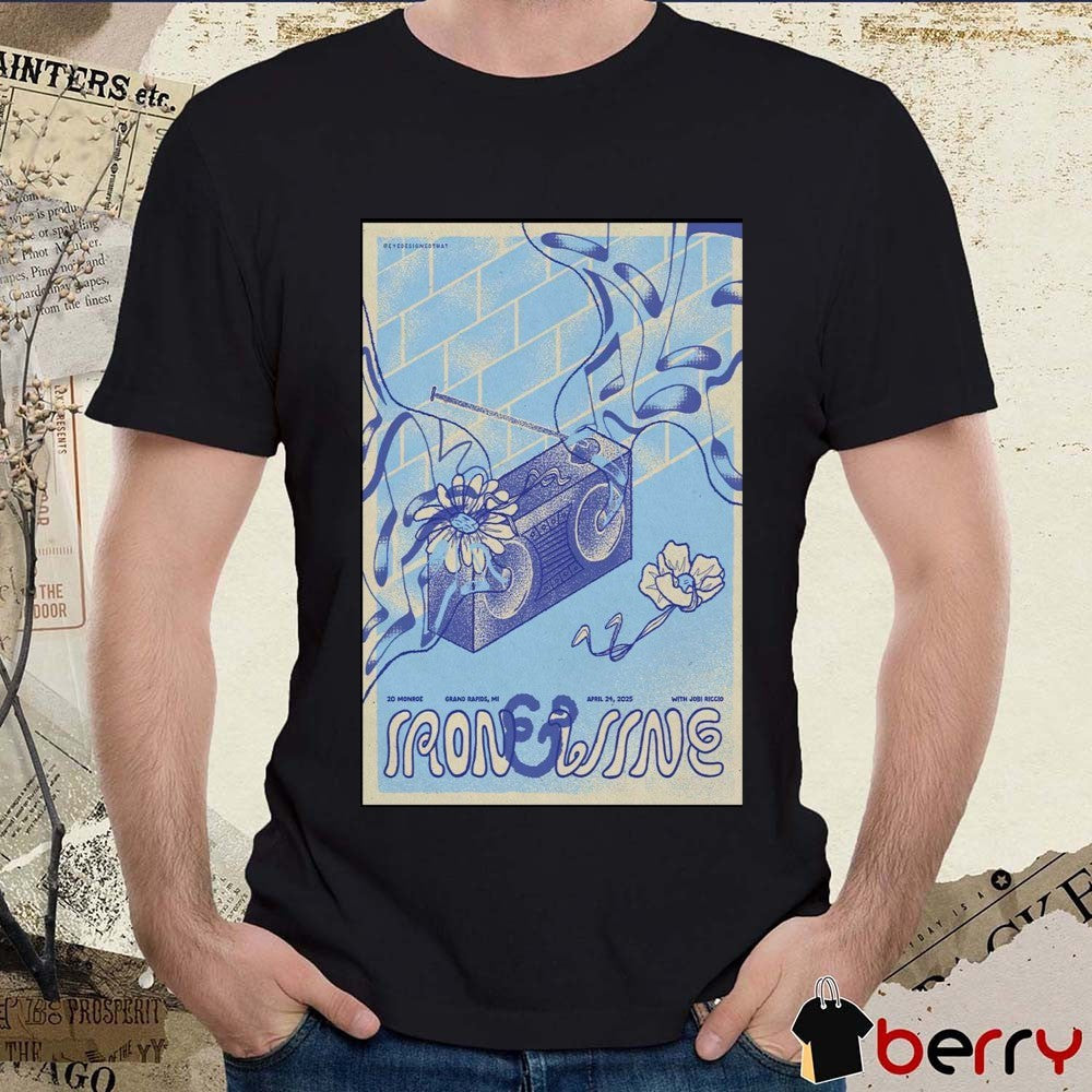 Poster Iron & Wine at 20 Monroe Grand Rapids MI April 24 2025 Tour t-shirt