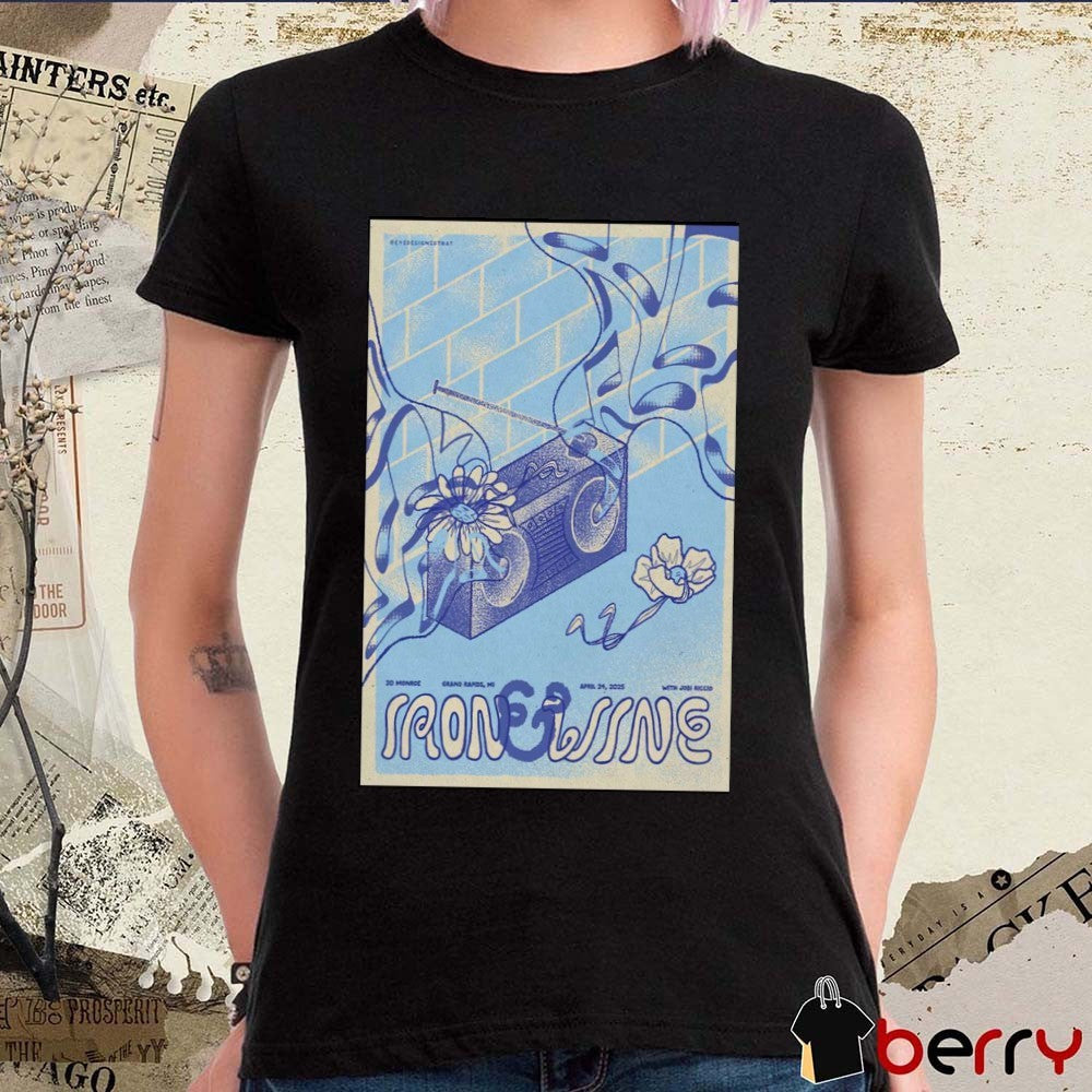 Poster Iron & Wine at 20 Monroe Grand Rapids MI April 24 2025 Tour t-shirt
