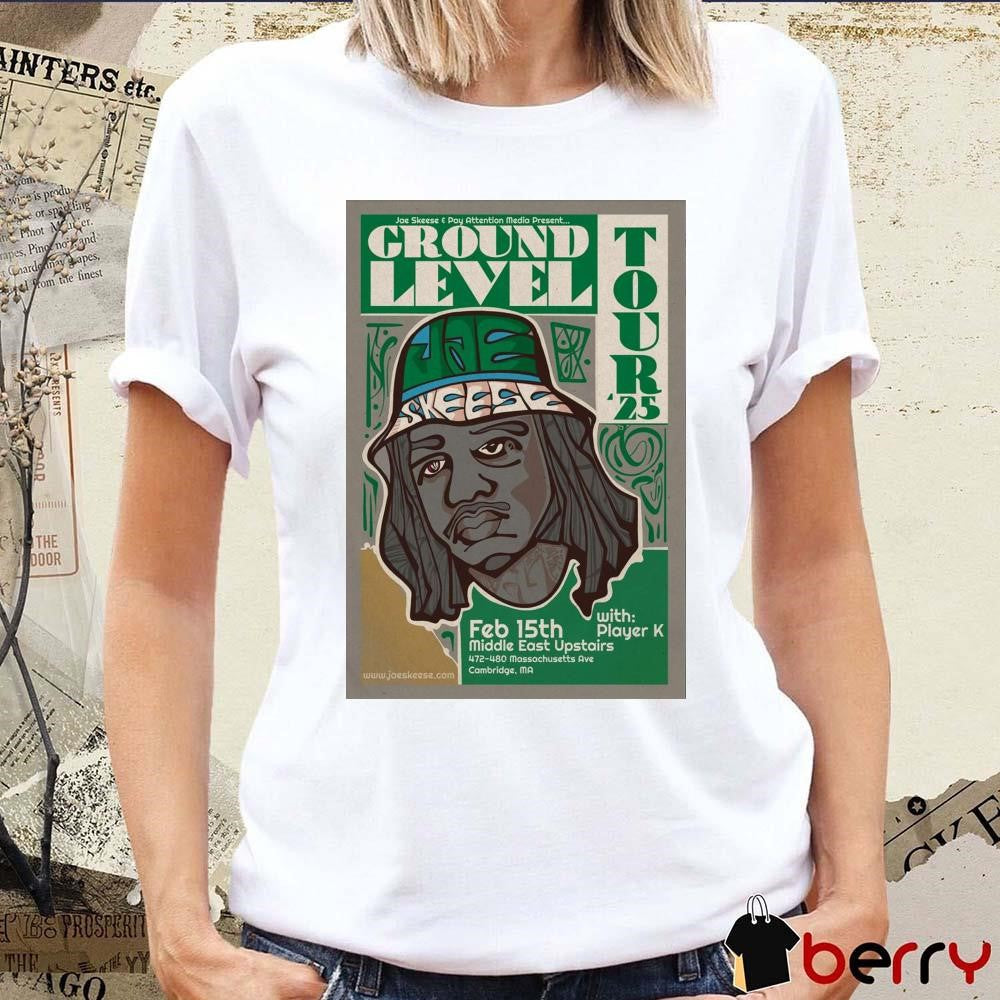 Poster Jae Skeese Ground Level Tour Feb 15 2025 Middle East Upstairs in Cambridge MA t-shirt