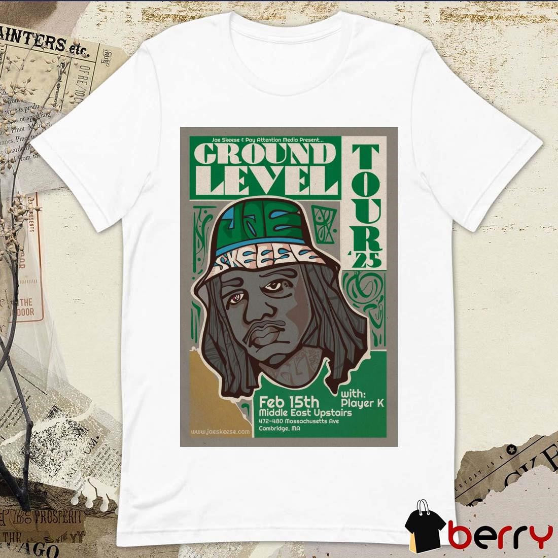 Poster Jae Skeese Ground Level Tour Feb 15 2025 Middle East Upstairs in Cambridge MA t-shirt