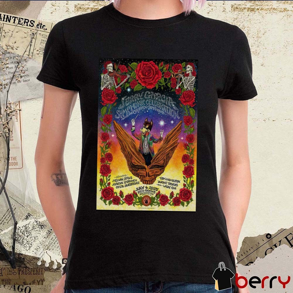Poster Jerry Garcia Symphonic Celebration Tour Red Rocks Amphitheatre July 6 2025 t-shirt