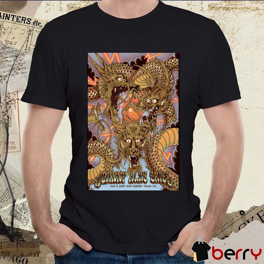 Poster Johnny Blue Skies BOK Center Tulsa OK May 2 2025 Concert t-shirt
