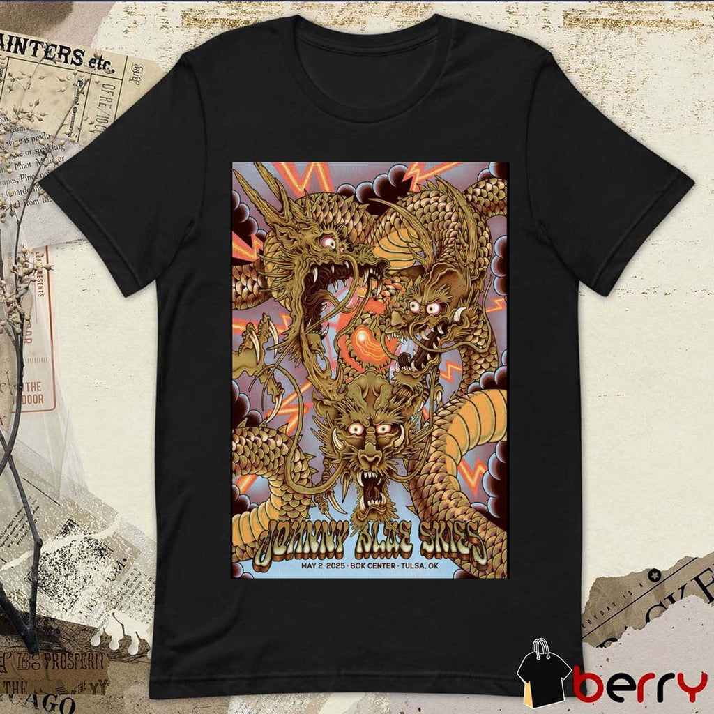 Poster Johnny Blue Skies BOK Center Tulsa OK May 2 2025 Concert t-shirt