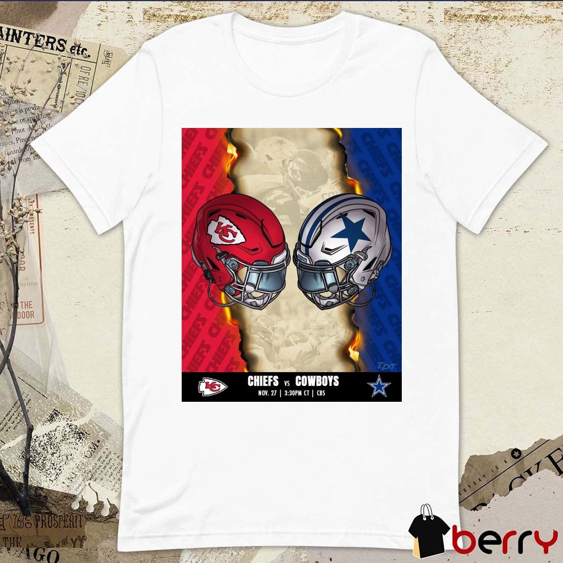 Poster Kansas City Chiefs Vs Dallas Cowboys NFL Game November 27, 2025 Happy Thanksgiving t-shirt