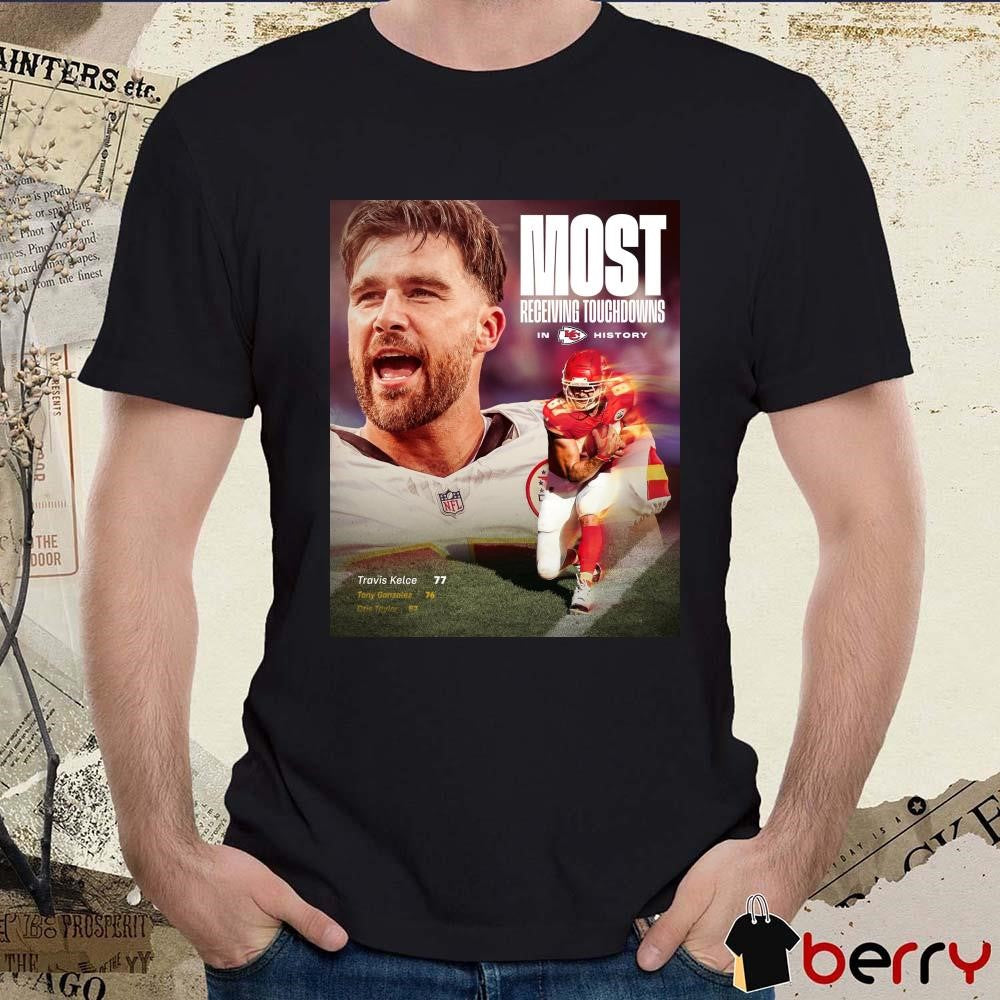 Poster Kansas City Chiefs Win Pittsburgh Steelers Travis Kelce Most Receiving Touchdowns In History t-shirt