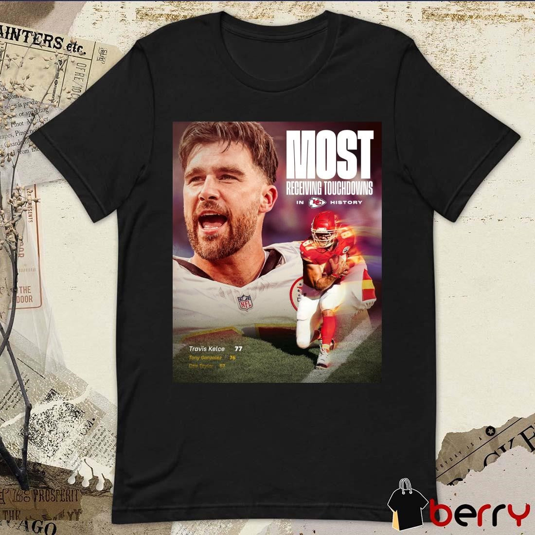 Poster Kansas City Chiefs Win Pittsburgh Steelers Travis Kelce Most Receiving Touchdowns In History t-shirt