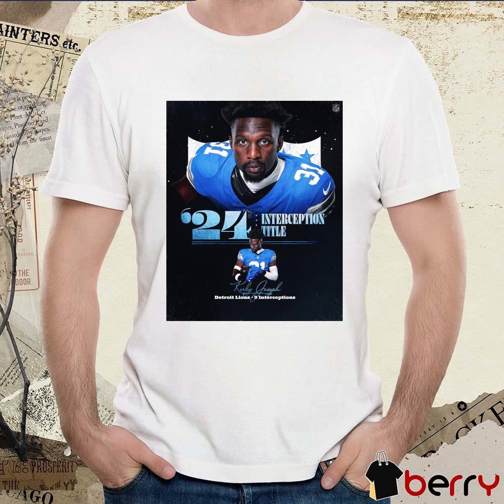Poster Kerby B. Joseph Detroit Lions 9 Interceptions ’24 Interception Title Signature t-shirt