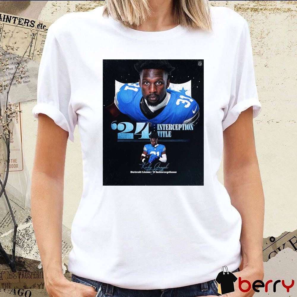 Poster Kerby B. Joseph Detroit Lions 9 Interceptions ’24 Interception Title Signature t-shirt